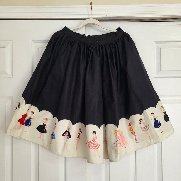 Unique Vintage Dresses & Skirts - NWT Unique Vintage Barbie Border Print Skirt Cotton Sateen